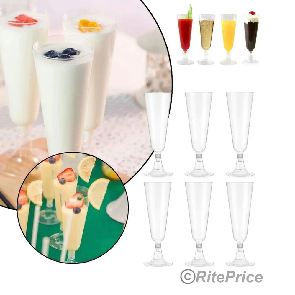 18 Pcs Champagne Flutes Disposable Clear Plastic Wine Glasses Party (3 Pack)-New
